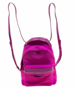 Best Pirce 🎁 Stella McCartney Dark Pink Nylon Falabella 🎒 Backpack For 👩 Women 😀