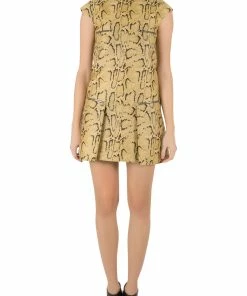 New ๐ Stella McCartney Yellow Python Pattern Jacquard Zip Detail Mini ๐ Dress S For ๐ฉ Women ๐