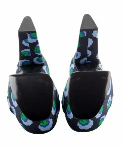 Best Pirce ❤️ Stella McCartney Navy Floral Print Canvas Platform 🩴 Sandals Size 37.5 For 👩 Women 😀 -Stella McCartney Shop luxury women used shoes p204674 005